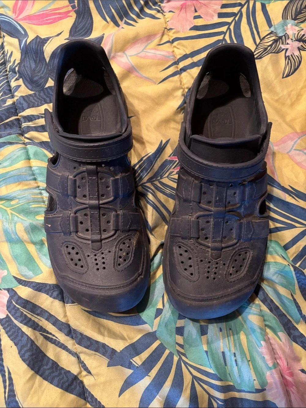 Teva Men's Dark Blue Closed-Toe Strapped Sandals - Picture 1 of 3